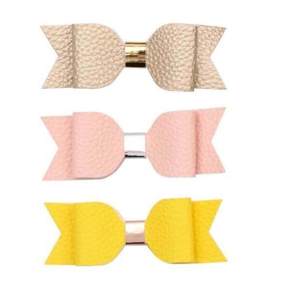 New 15 Pcs PU Leather Hair Bow Girls Glitter Hairpins Hairgrips Sweet Princess - Picture 2 of 8